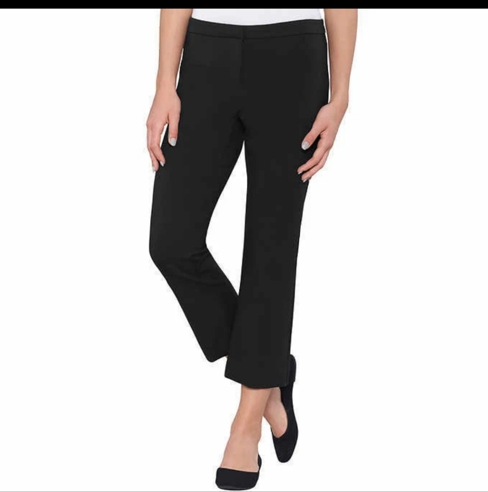 Max & Mia Cropped Flare Dress Pants Size M Black Stretchy New
